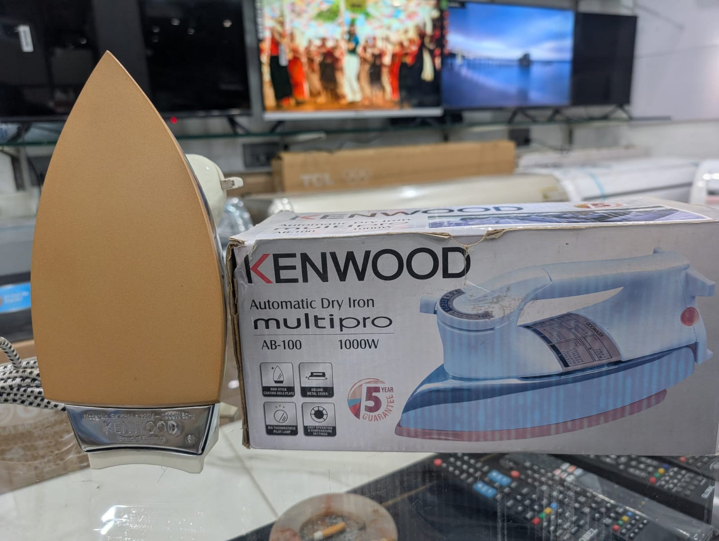 Kenwood Automatic Dry Iron MultiPro 1000W - Golden Non-Stick Soleplate (AB-100)