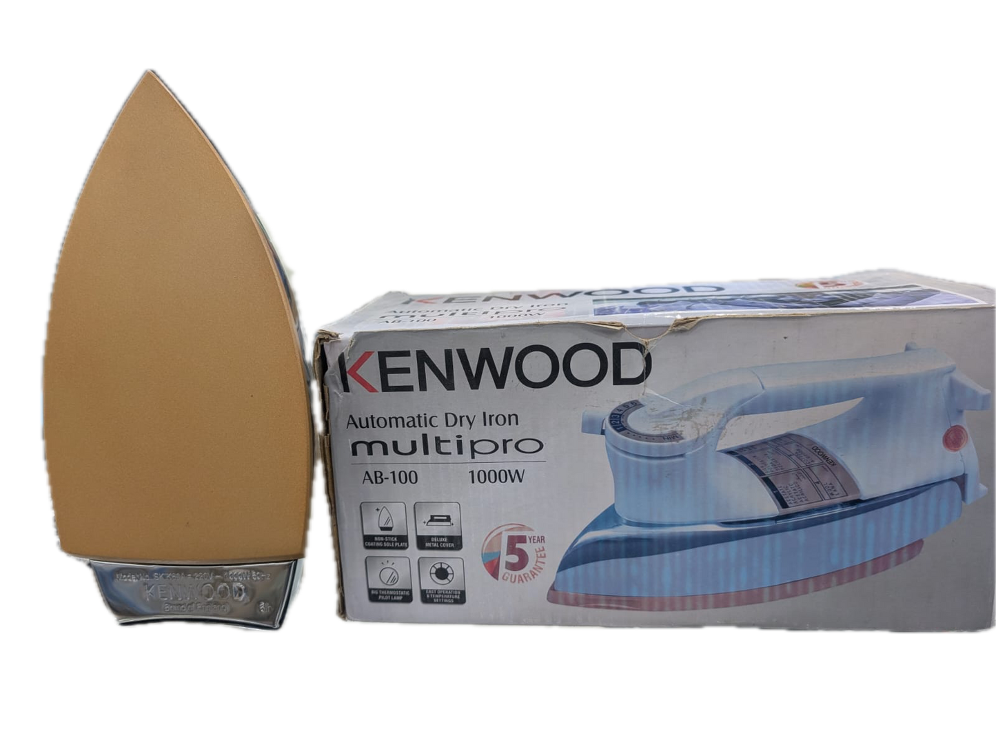 Kenwood Automatic Dry Iron MultiPro 1000W - Golden Non-Stick Soleplate (AB-100)